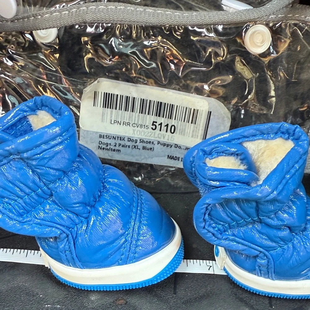 Dog Shoes, velcro closure, Leather, Puffer Blue, Never used - Picture 1 of 11